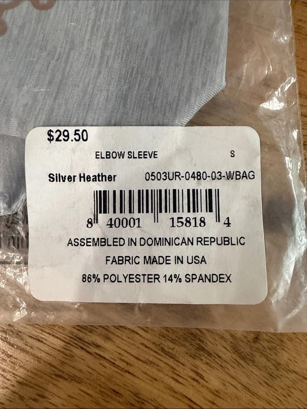Men's TOMMIE COPPER Silver Heather Elbow Sleeve - Lightweight Comfort- Small